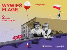 Grafika wektorowa prezentująca plakat promujący akcję: Wywieś flagę. Warstwa tekstowa znajduje się w artykule.