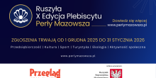 plakat promujący X edycję plebiscytu Perły Mazowsza