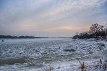 Lód na rzece Wiśle.