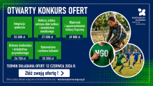 Grafika informująca o otwartym konkursie ofert dla organizacji pozarządowych oraz terminie składania wniosków do 12 czerwca 2026 r.