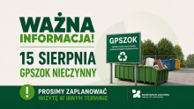 Grafika informująca o zamkniętym GPSZOK-u