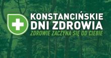 Grafika promująca Konstancińskie Dni Zdrowia, z logo wydarzenia i hasłem „Zdrowie zaczyna się od Ciebie”, na tle zieleni Parku Zdrojowego.
