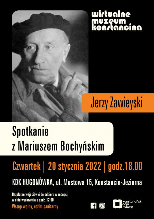 Plakat informujący o spotkaniu Wirtualnego Muzeum Konstancina. Wszystkie informacje znajdujące się na plakacie zawarte są w artykule.  