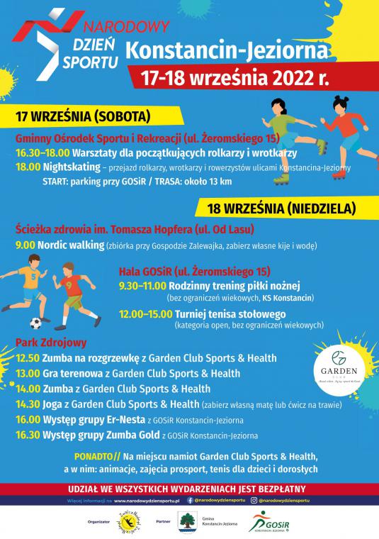 Grafika wektorowa promująca Narodowy Dzień Sportu w Konstancinie-Jeziornie