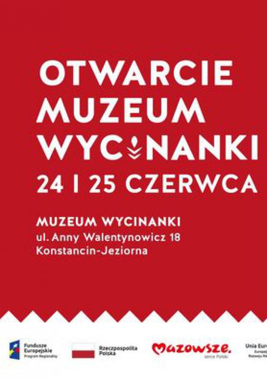 Plakat promujacy otwarcie Muzeum Wycinanki.