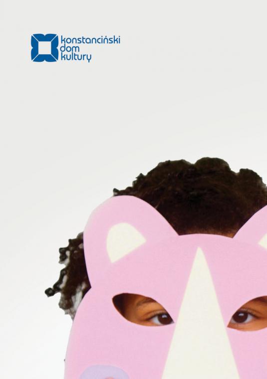 Grafika wektorowa. Przedstawia dwie dziewczynki ze zwierzęcymi maskami. Na plakacie znajduje sie napis "kreatywne soboty".