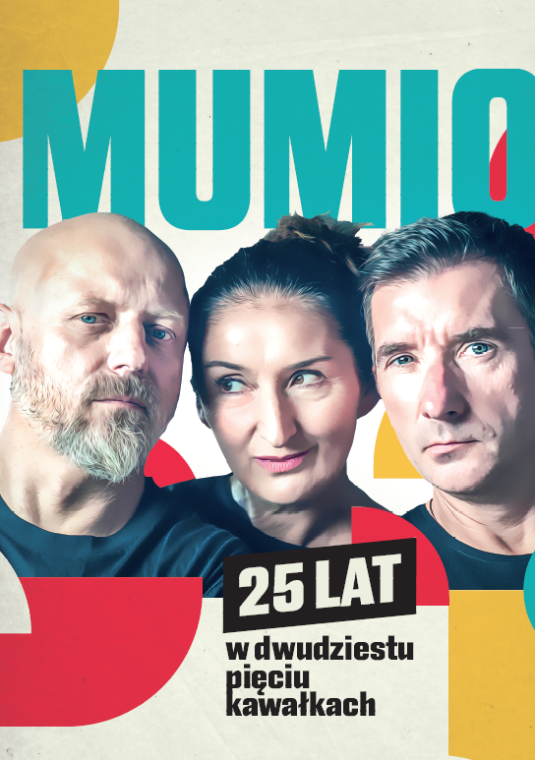 Grafika wektorowa. Plakat promujący występ kabaretu Mumio.
