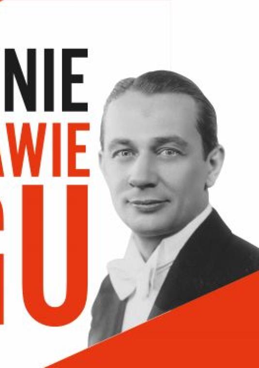 grafika wektorowa po prawej stronie zdjęcie mężczyzny po lewej napisy czarno-czerwone