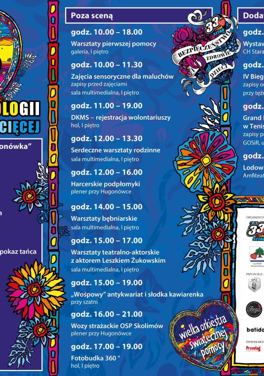Plakat promujący finał Wielkiej Orkiestry Świątecznej Pomocy, treść znajduje się w artykule.