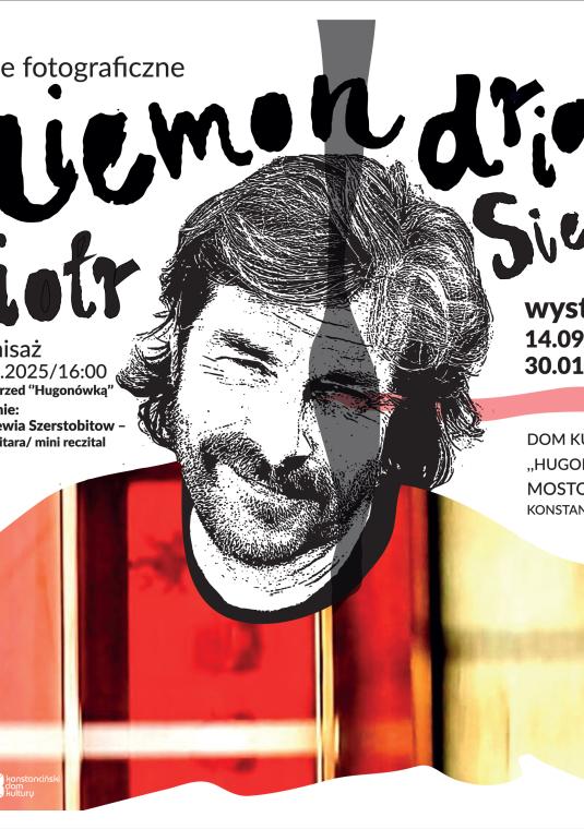 Plakat wystawy z napisem „NiEMONDRiAN” Piotr Siegel – szkice fotograficzne