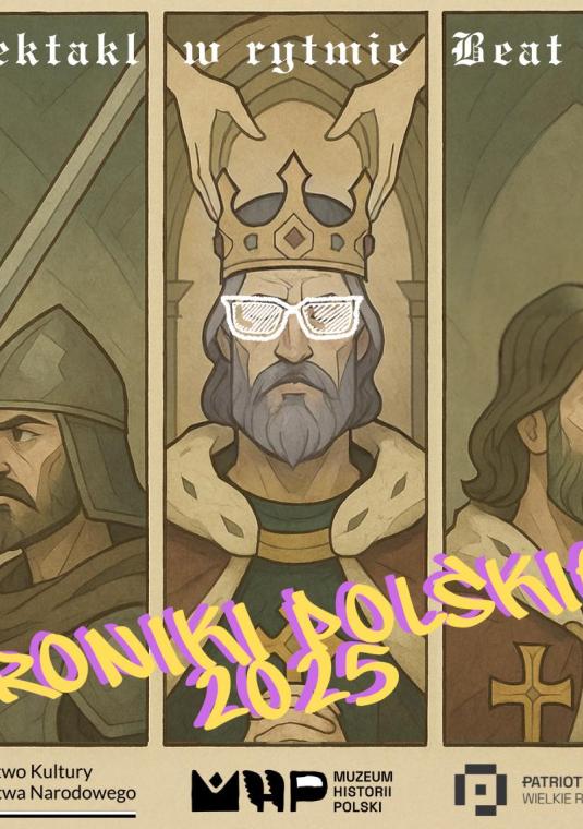 plakat spektaklu król i rycerze, na górze napis: spektakl w rytmie beat box