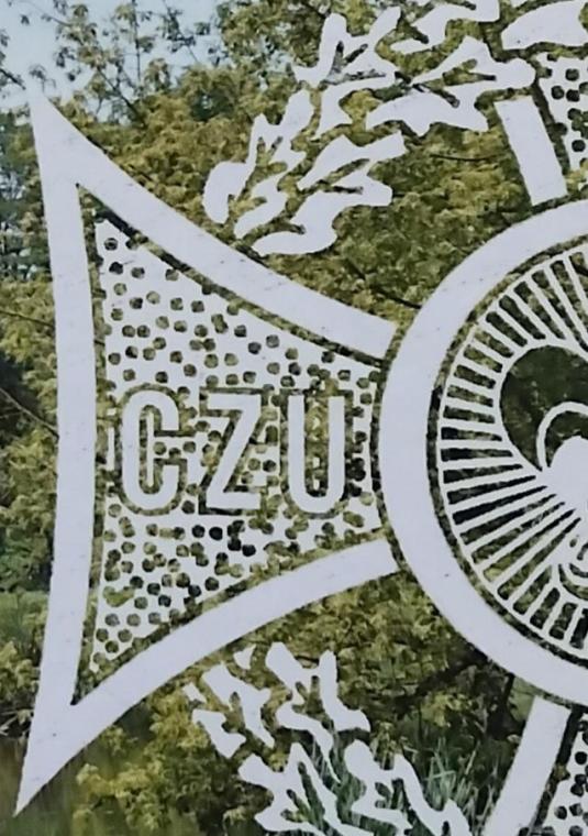 Grafika wydarzenia, zielony, wiosenny krajobraz nad Jeziorką, białe napisy Harcerstwo nad Jeziorką, fragment krzyża harcerskiego 