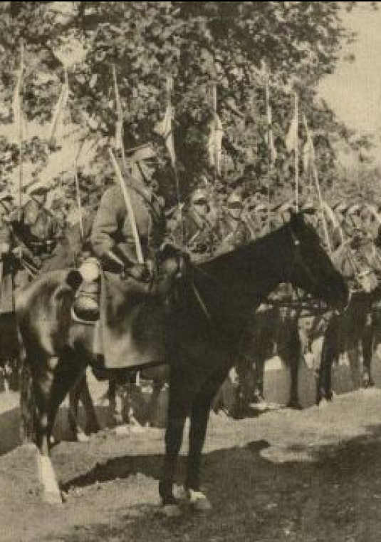 czarnobiałe zdjęcie przedstawiające  3 Pułku Strzelców Konnych