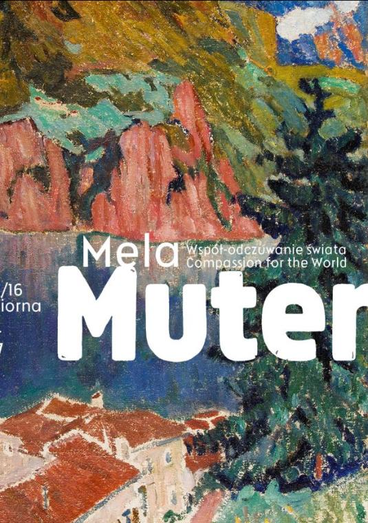 Plakat informacyjny o wystawie w Muzeum Villa la Fleur w Konstancinie-Jeziornie, poświęconej Meli Muter.