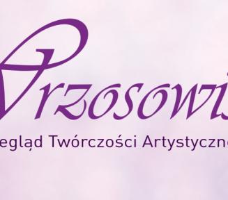 Grafika. Na różowym tle duży fioletowy napis Wrzosowiska. Pod spodem napis Przegląd Twórczości Artystycznej Seniorów.