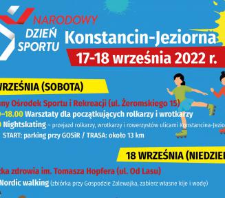 Grafika wektorowa promująca Narodowy Dzień Sportu w Konstancinie-Jeziornie