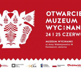 Plakat promujacy otwarcie Muzeum Wycinanki.