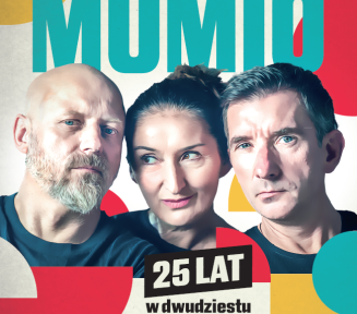 Grafika wektorowa. Plakat promujący występ kabaretu Mumio.