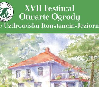 Plakat promujący Festiwal Otwarte Ogrody. Treść z plakatu znajduje się w tekście.