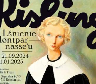 plakat kobity w czarnej sukience na kolanach trzyma kwiat