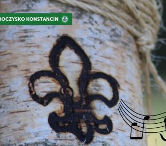 lilijka na drzewie i rysowana pięciolinia z nutami