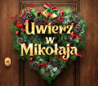 wieniec świąteczny w kształcie serca z napisem Uwierz w Mikołaja