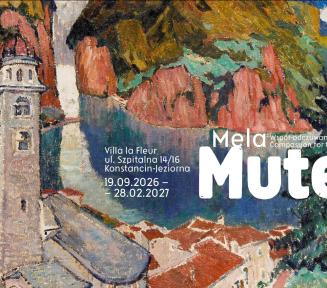 Plakat informacyjny o wystawie w Muzeum Villa la Fleur w Konstancinie-Jeziornie, poświęconej Meli Muter.